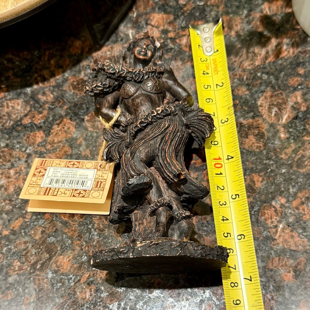 RARE- KC Company Hawaii, Vintage Wood Resin Hawaiian Carved Hula Girl 7" Figure - Picture 14 of 16